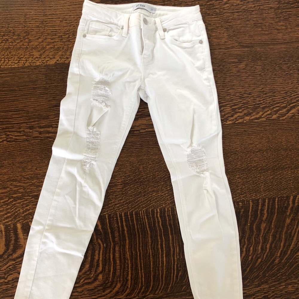 Just Black ripped white jeans